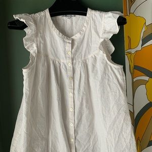 Madewell Babydoll Rainbow Ruffle Sleeveless Pinstripe Blouse